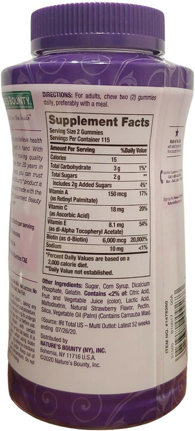 Nature's Bounty Hair, Skin & Nails Rapid Gummies with Biotin and Argan, 230 Gummies - görsel 3