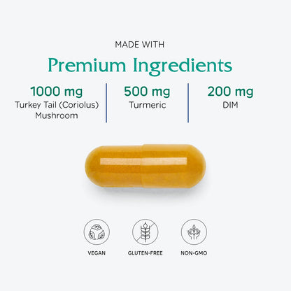 Vitanica CCDG Blend - Immune Support Food Supplement with Green Tea & Turmeric - DIM with Turkey Tail Mushroom - 90 Capsules