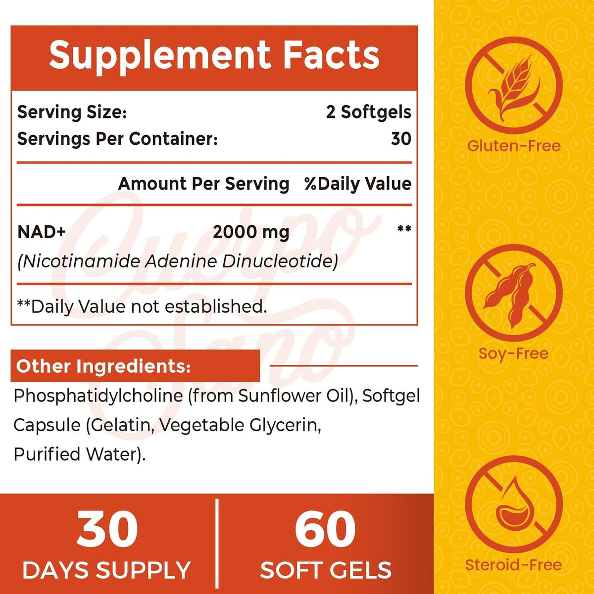 Cuerpo Sano 2000 mg NAD Supplement, Liposomal NAD+ with High Absorption, 120 Softgels - görsel 2