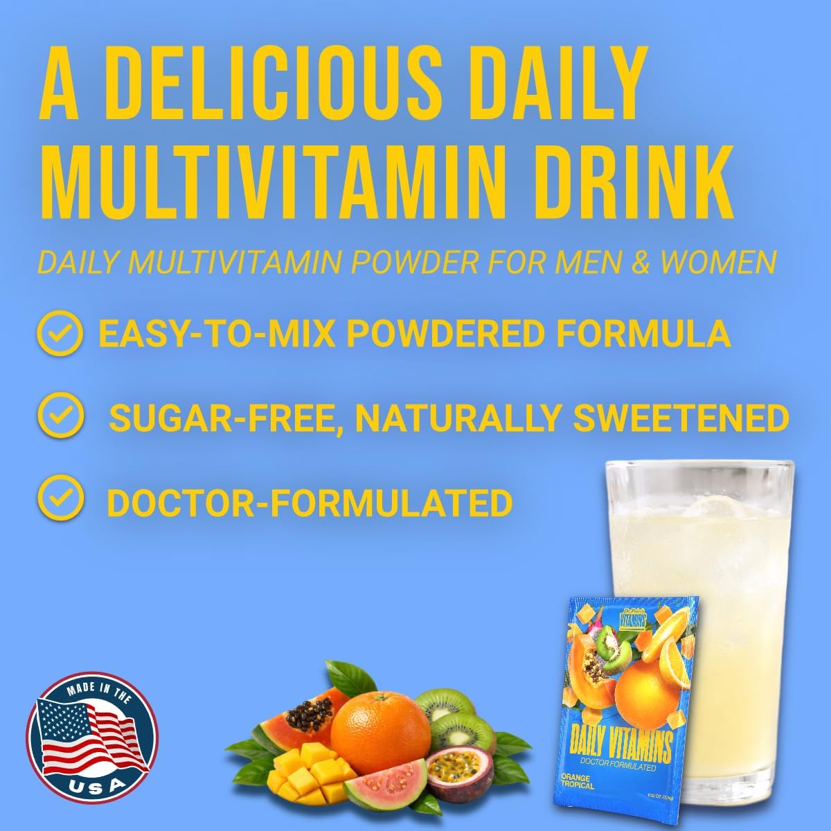 Dr. Price's Multivitamin for Women and Men | Tropical 30 Servings | Daily Supplement Powder with Vitamin C, B Complex & Minerals - görsel 6