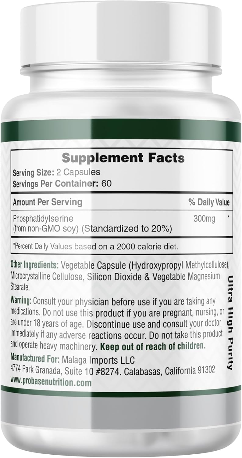 Probase Nutrition Phosphatidylserine 300mg Food Supplement for Cognitive Function - 120 Capsules - görsel 3