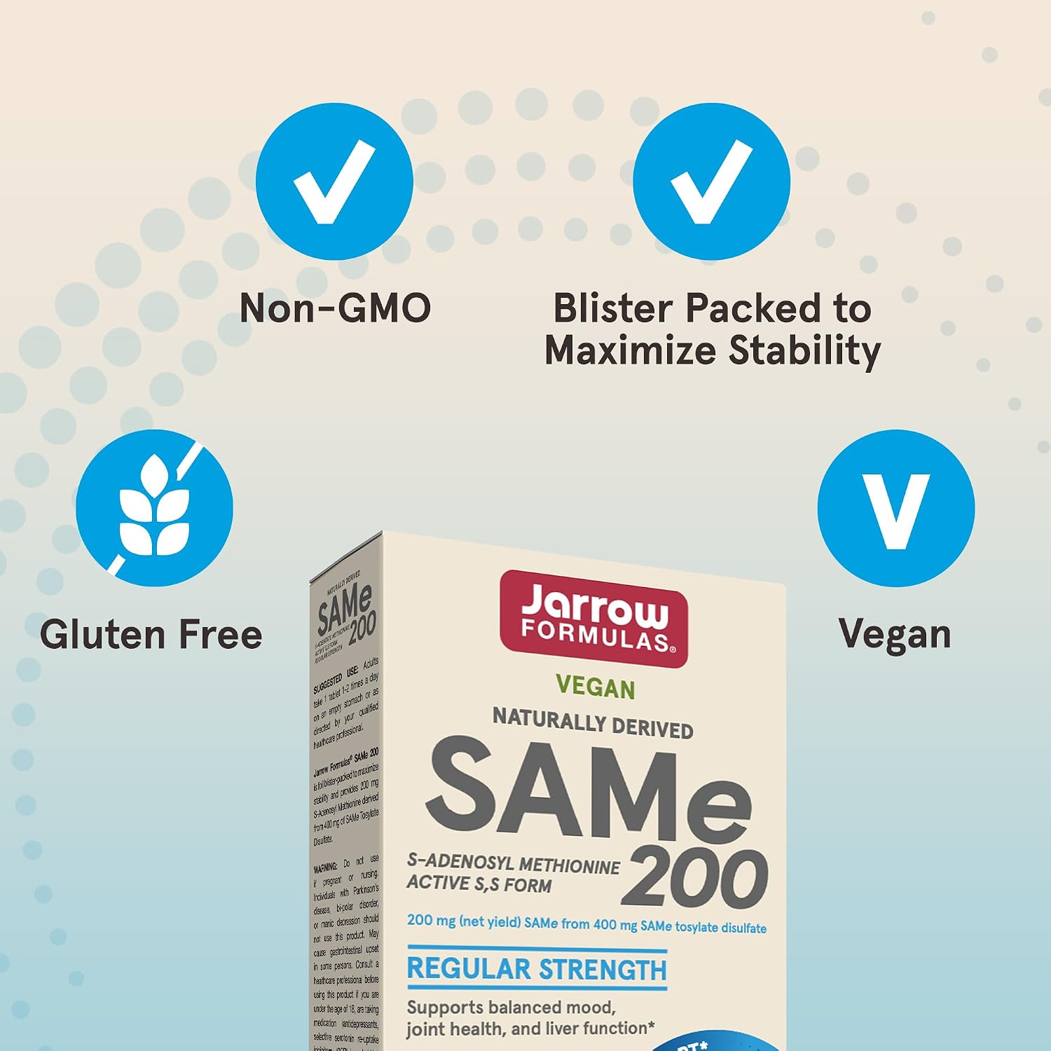 Jarrow Formulae SAMe 200 mg – Supports Joint, Liver & Brain Health | 20 Enteric-Coated Tablets - görsel 6