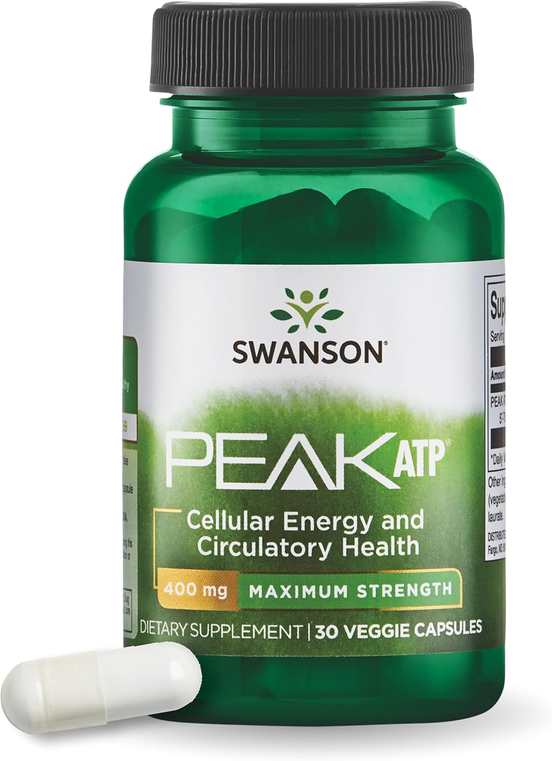 Swanson Maximum Strength Peak ATP - 400 mg - 30 Veggie Capsules - görsel 1