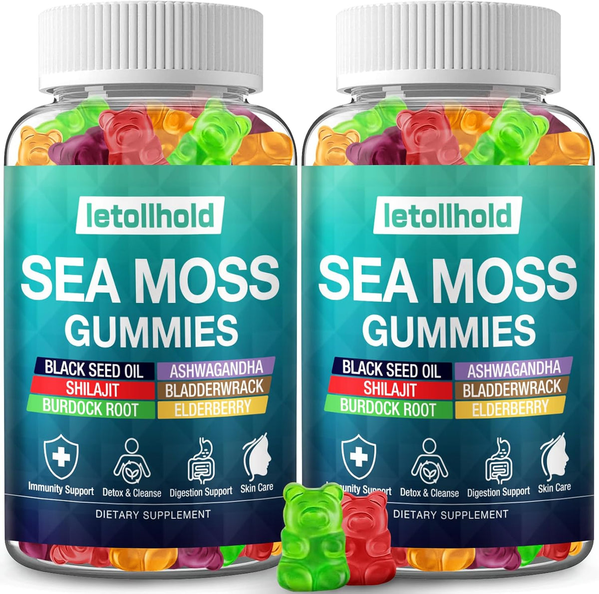Sea Moss Gummies - Irish Sea Moss Gummies Advanced for Adults with Ashwagandha, Bladderwrack & Burdock Root - görsel 1