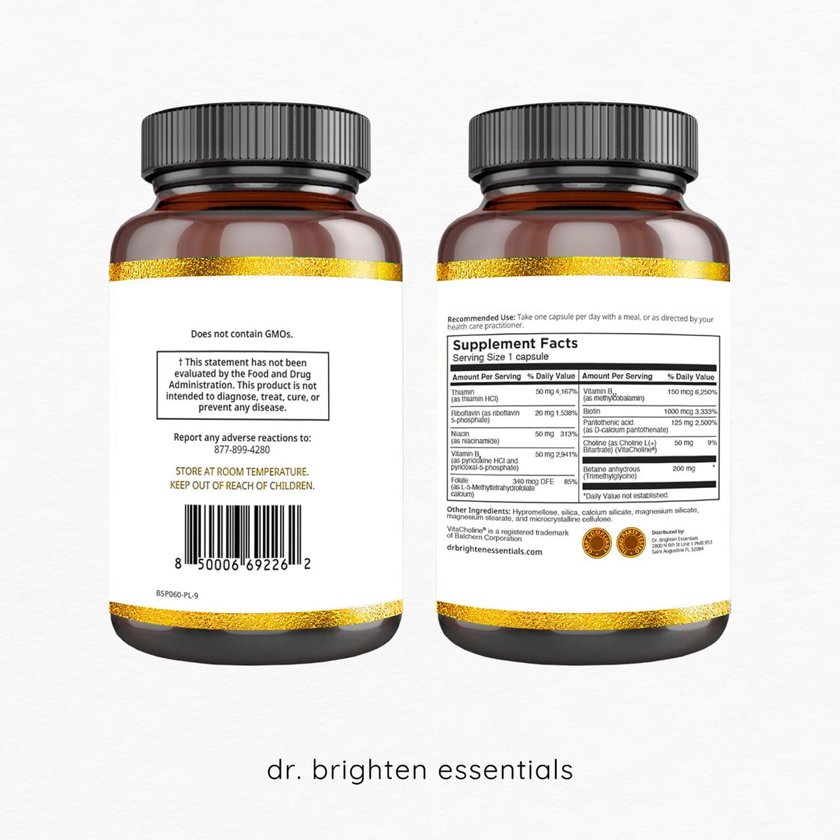 Dr. Brighten B-Active Plus - B Vitamin Complex Food Supplement in Coenzymated Forms for Energy and Normal Nervous System Function (30 Capsules) - görsel 2