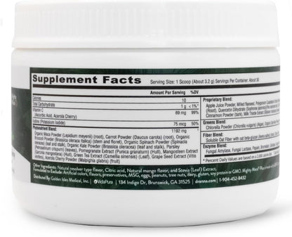 VIDAPURA Mighty Maca Plus Mango Superfood Greens Powder – Sugar-Free, Vegan, Alkaline, 30-Day Supply