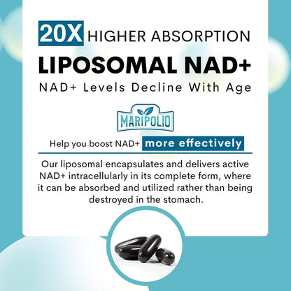 Maripolio Liposomal NAD+ 1000 mg - 60 Soft Gels - Cellular Energy Support