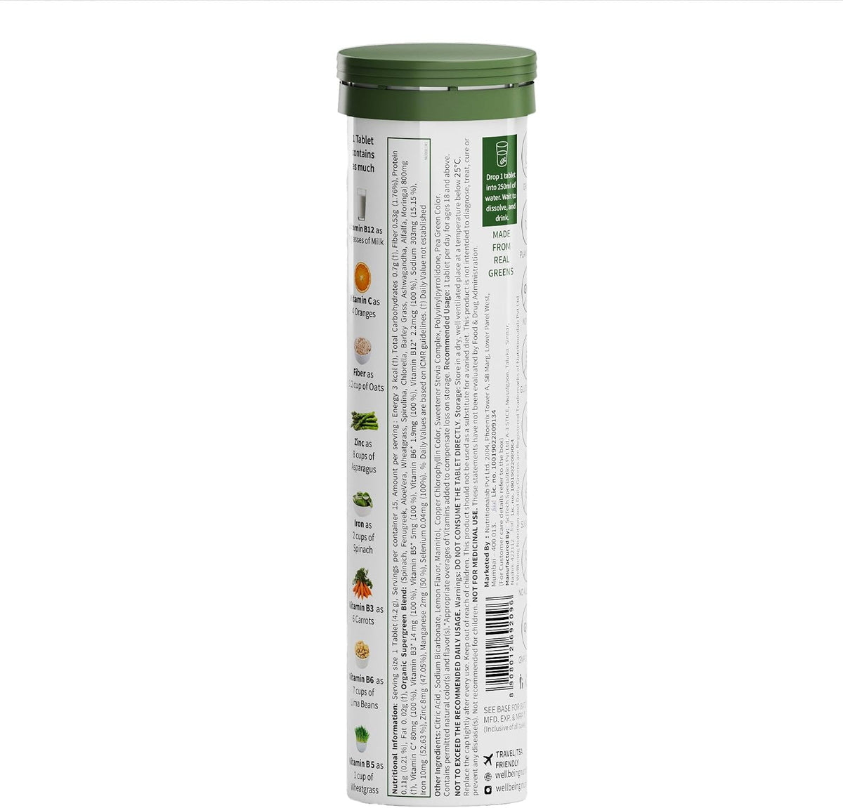 WELLBEING NUTRITION Daily Greens - Natural Lemon and Lime Flavour - 15 Tablets - görsel 6