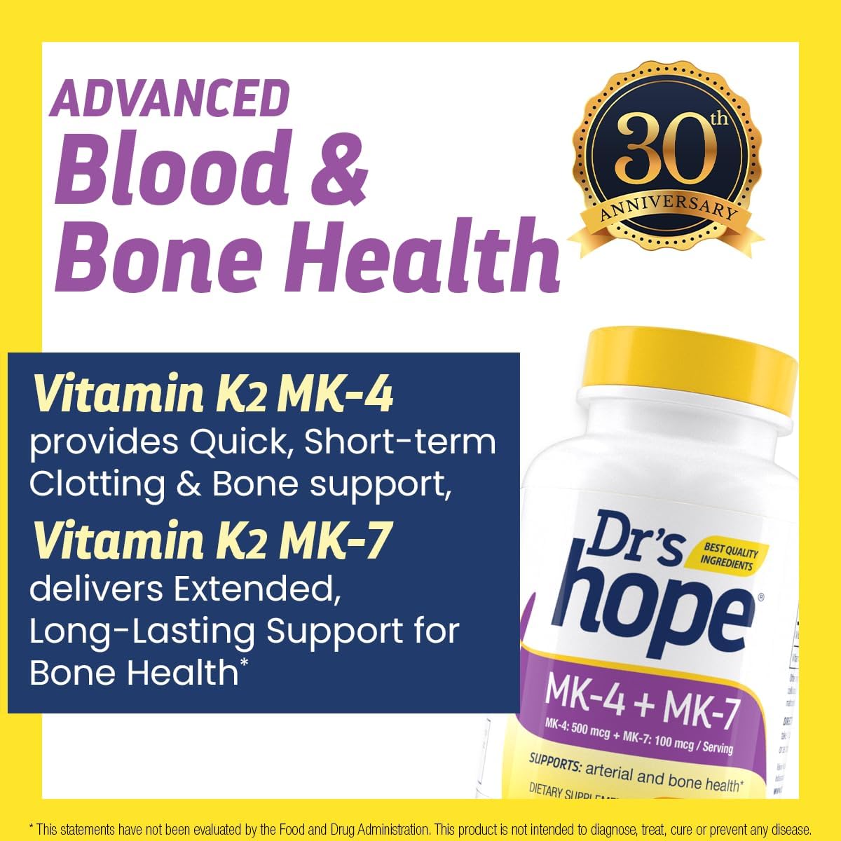 Dr's Hope Natural Vitamin K2 MK4 & MK7 – 600 mcg Dual Action for Bone Strength & Heart Health – 3 Month Supply - görsel 3