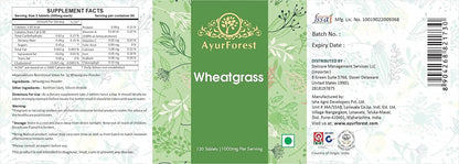AyurForest Wheatgrass Tablets - Organic Herbal Supplement, 500mg, 120 Count
