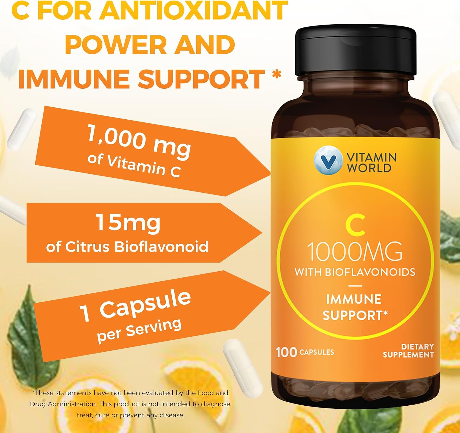 Vitamin World Vitamin C 1000 mg with Bioflavonoids, 100 Capsules - görsel 5
