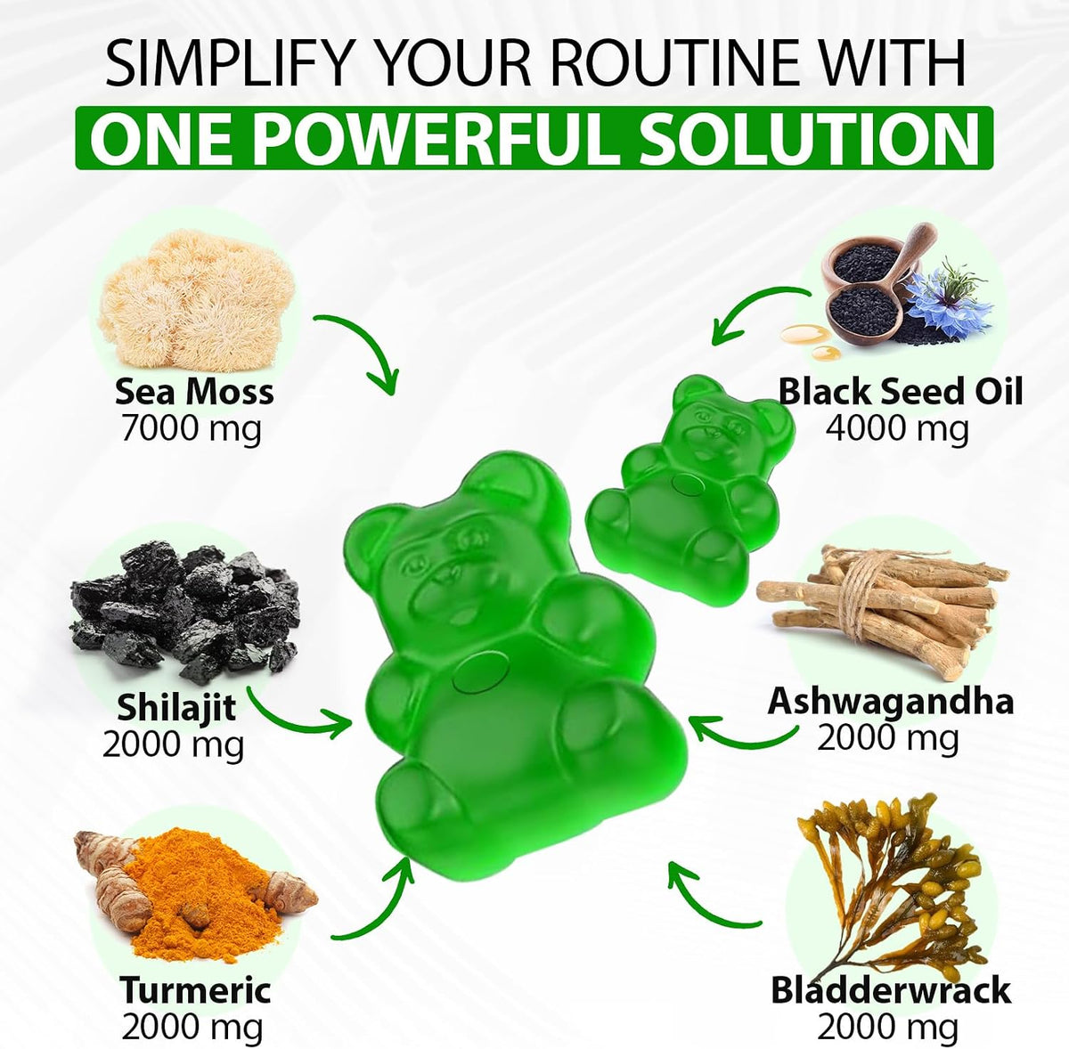 Sea Moss Gummies, Sea Moss, Bladderwrack, Ashwagandha, Burdock Root, Energy, Immune Support, 60 Vegan Gummies - görsel 4