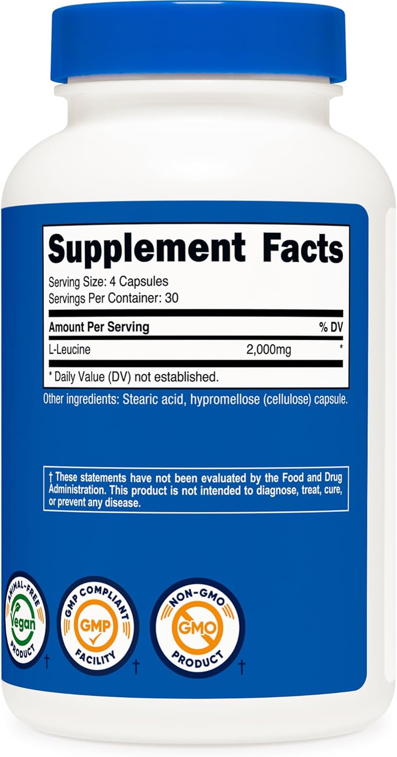 Nutricost L-Leucine 2000mg – 120 Vegan Capsules – Amino Acid Supplement - görsel 5