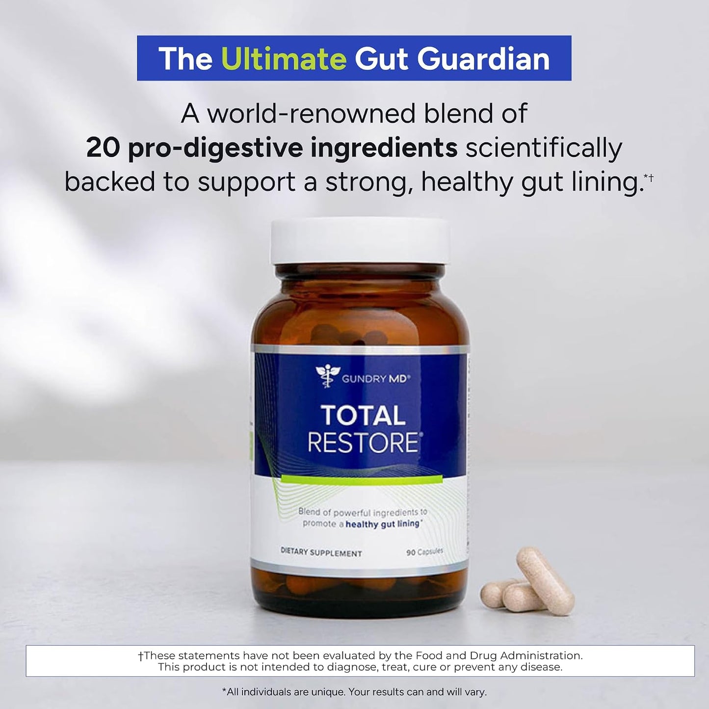 Gundry MD Total Restore - Gut Health Supplement for Digestive Wellness - 90 Capsules - görsel 2