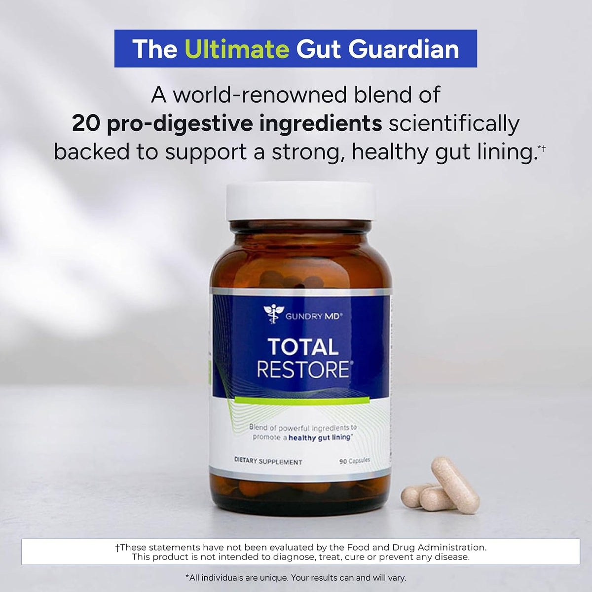 Gundry MD Total Restore - Gut Health Supplement for Digestive Wellness - 90 Capsules - görsel 2