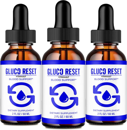 Vitavault Gluco Reset Drops - Maximum Strength, All Natural Formula (3 Pack)