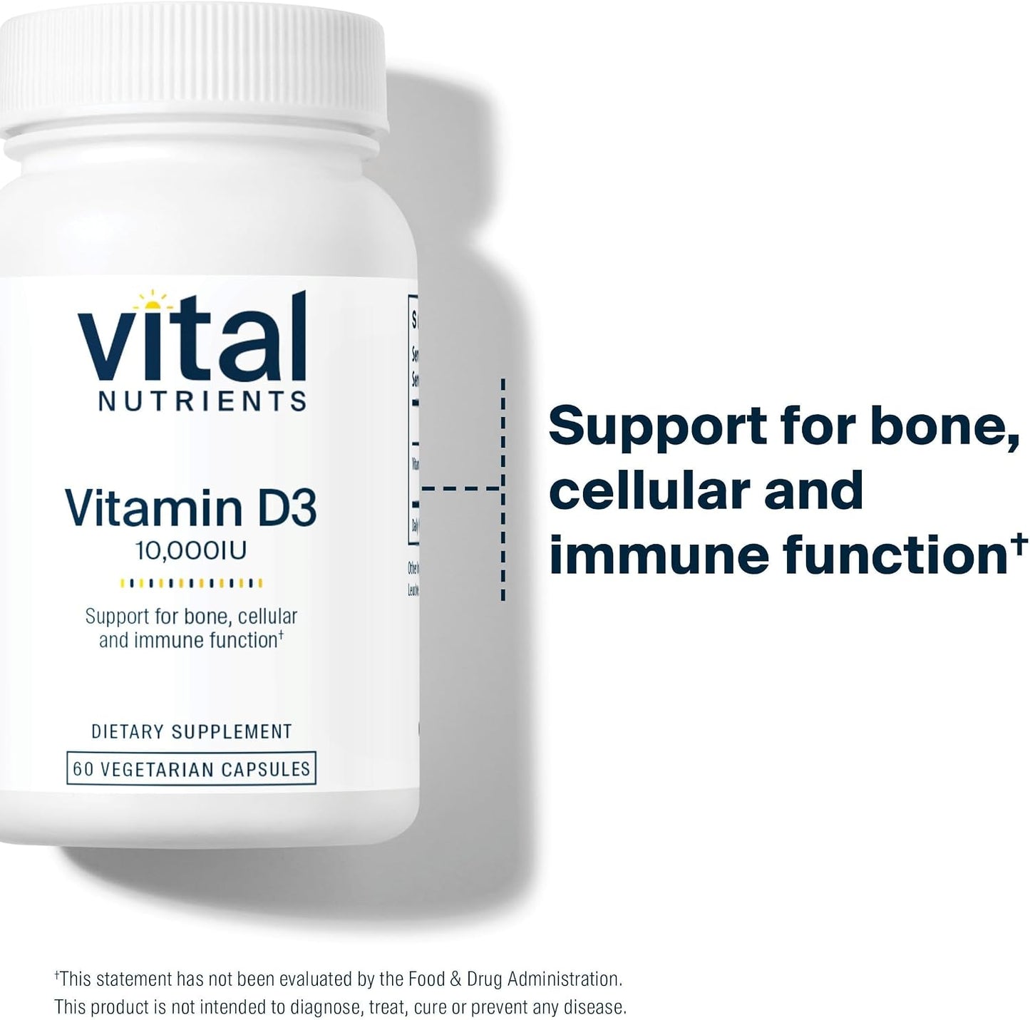 Vital Nutrients Vitamin D 10000 IU - Vitamin D3 Supplement for Bone and Immune Health - 60 Capsules - görsel 3