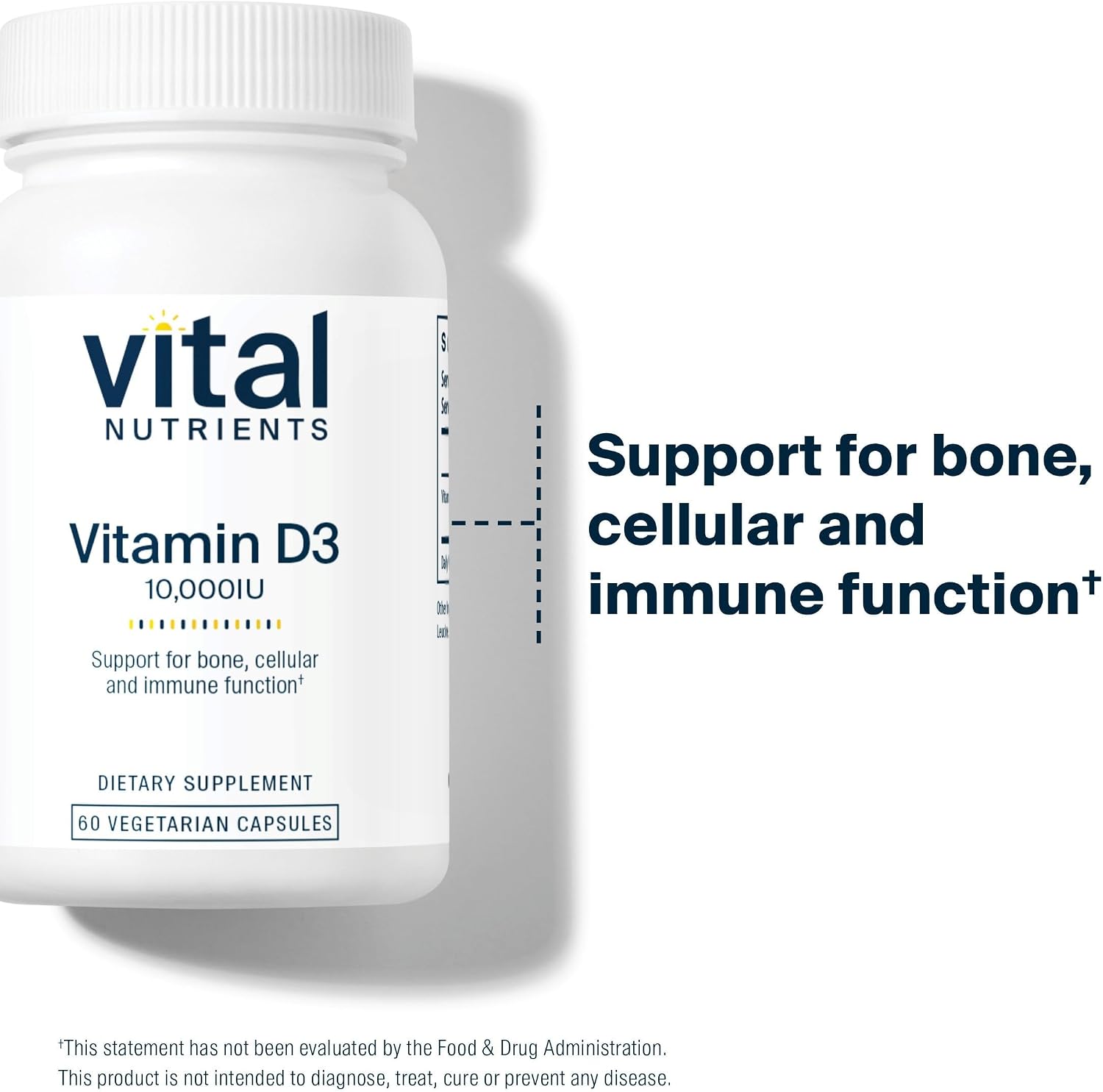 Vital Nutrients Vitamin D 10000 IU - Vitamin D3 Supplement for Bone and Immune Health - 60 Capsules - görsel 3