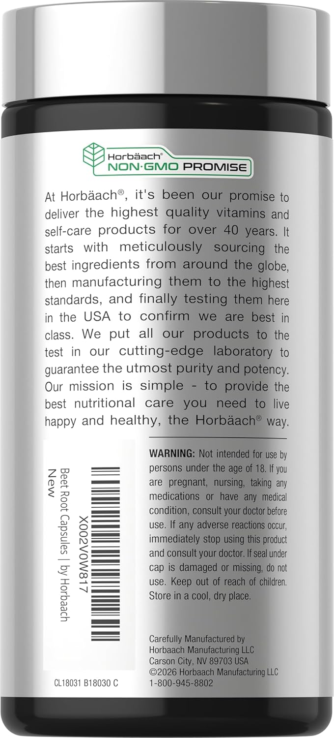 Horbäach Beet Root Powder Capsules | 320 Capsules | High Potency Herbal Extract Supplement - görsel 3