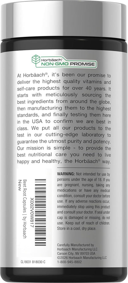 Horbäach Beet Root Powder Capsules | 320 Capsules | High Potency Herbal Extract Supplement