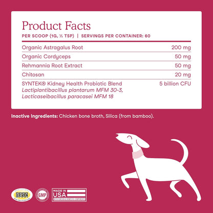 Fera Pets Dog Kidney Support with Probiotics - Powder, 60 Scoops