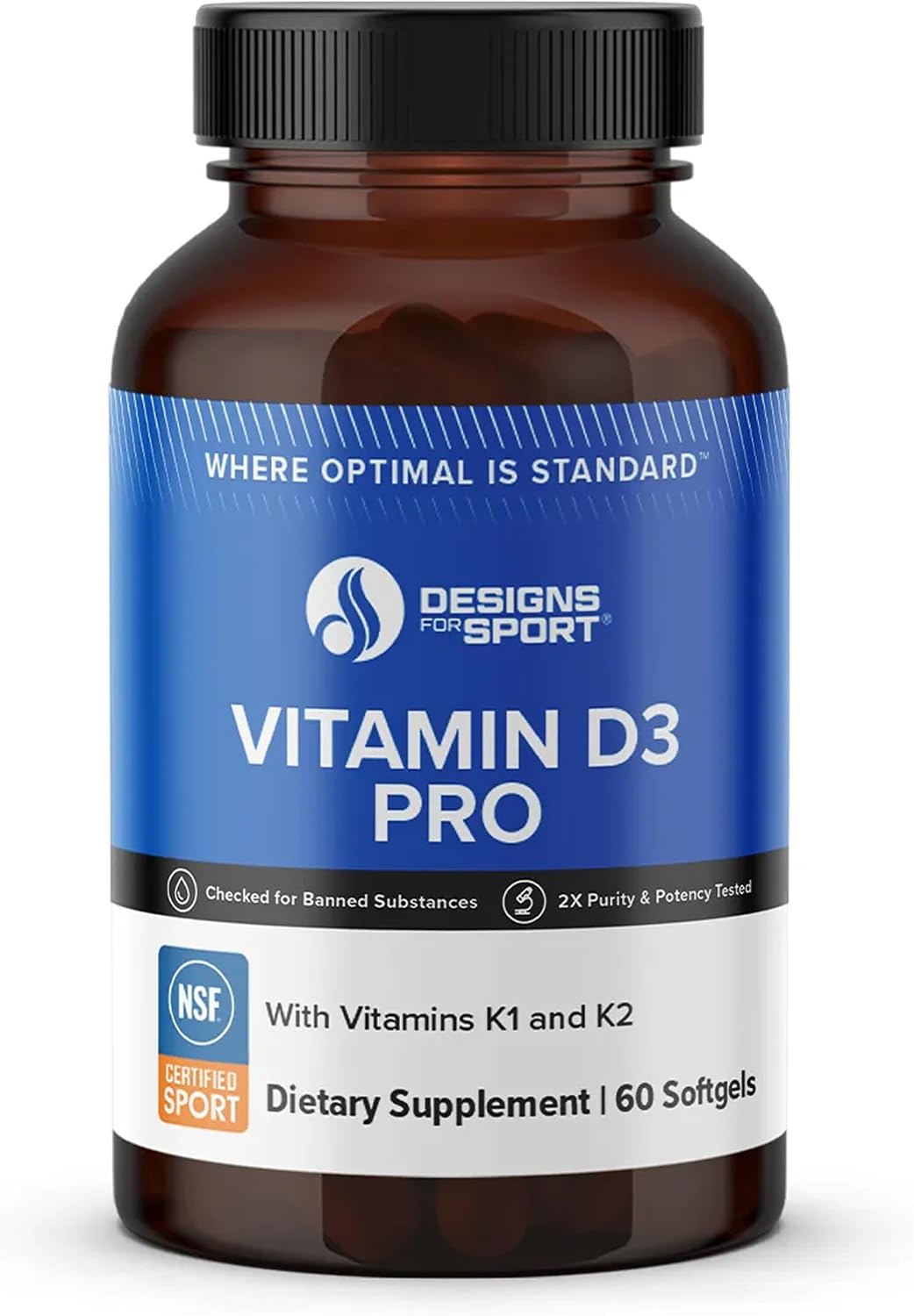 Designs for Sport Vitamin D3 Pro – D3, K1 & K2 Blend – 60 Soft gel capsules - görsel 1