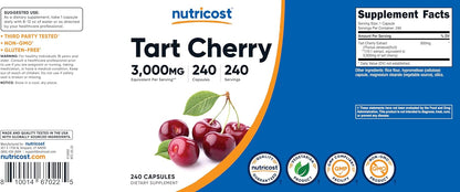 Nutricost Tart Cherry Extract 240 Vegetarian Capsules