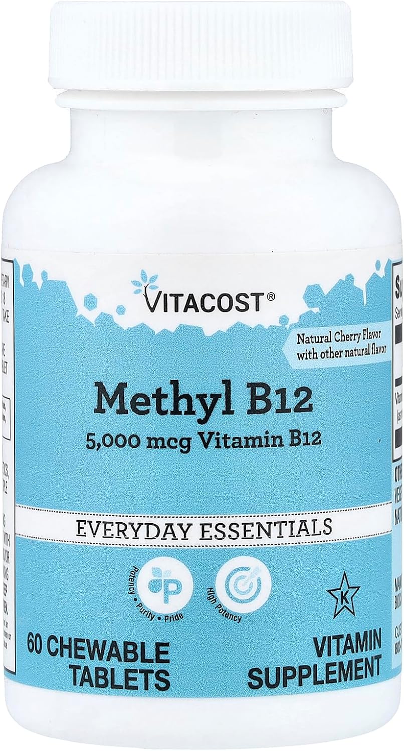Vitacost Methyl B-12, Natural Cherry, 5,000 mcg, 60 Chewable Tablets - görsel 1