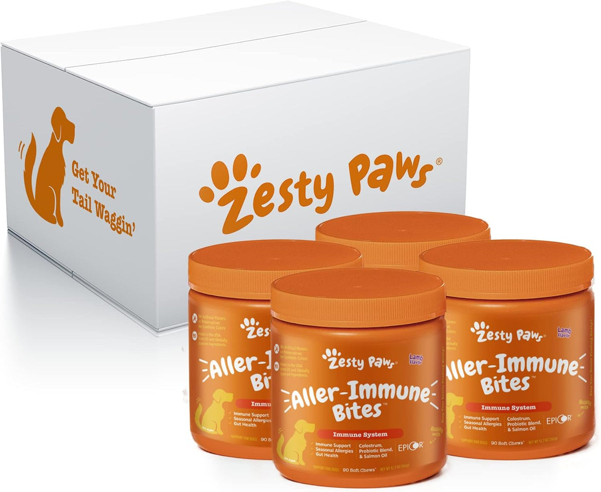 Zesty Paws Aller-Immune Bites for Dogs - Lamb Flavour - Omega 3 & EpiCor - 90 Count (4-Pack) - görsel 1