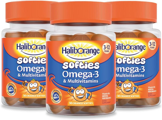 Haliborange Children's Multivitamin Omega-3 and Multivitamin Orange Softies 30s – Pack of 3