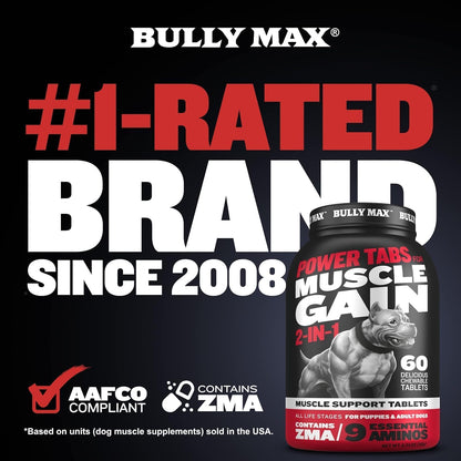 Bully Max 2-in-1 Muscle Builder Chewable Tablets for Dogs - Multivitamin with ZMA