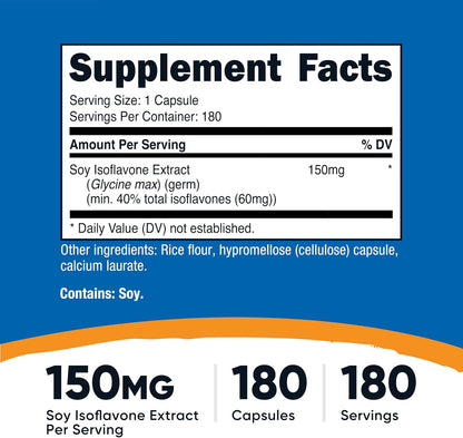 Nutricost Soya Isoflavones 150mg, 180 Veggie Capsules - Gluten-free, Non-GMO, Vegan Friendly