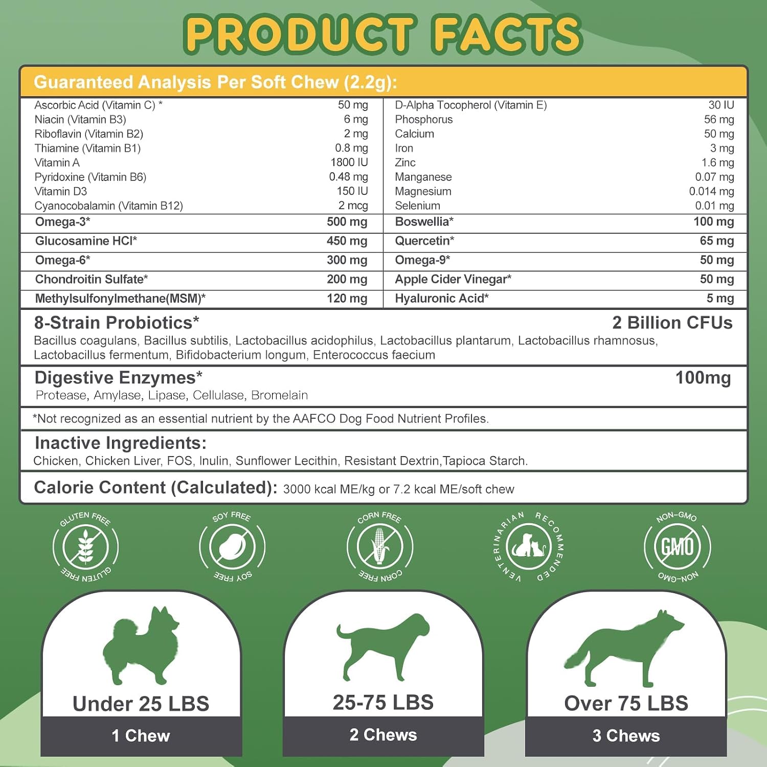 NATURE TARGET Multivitamin for Dogs – with MSM & Glucosamine, Omegas 3 & 6, Probiotics for Digestive Health, Joint Support, Skin & Coat, Immune System & Overall Health, 120 Soft Chews - görsel 6