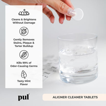PUL Retainer Cleaner Tablets - Daily Aligner and Denture Cleaner - Removes Odour, Stains, and Plaque - 96 Day Supply