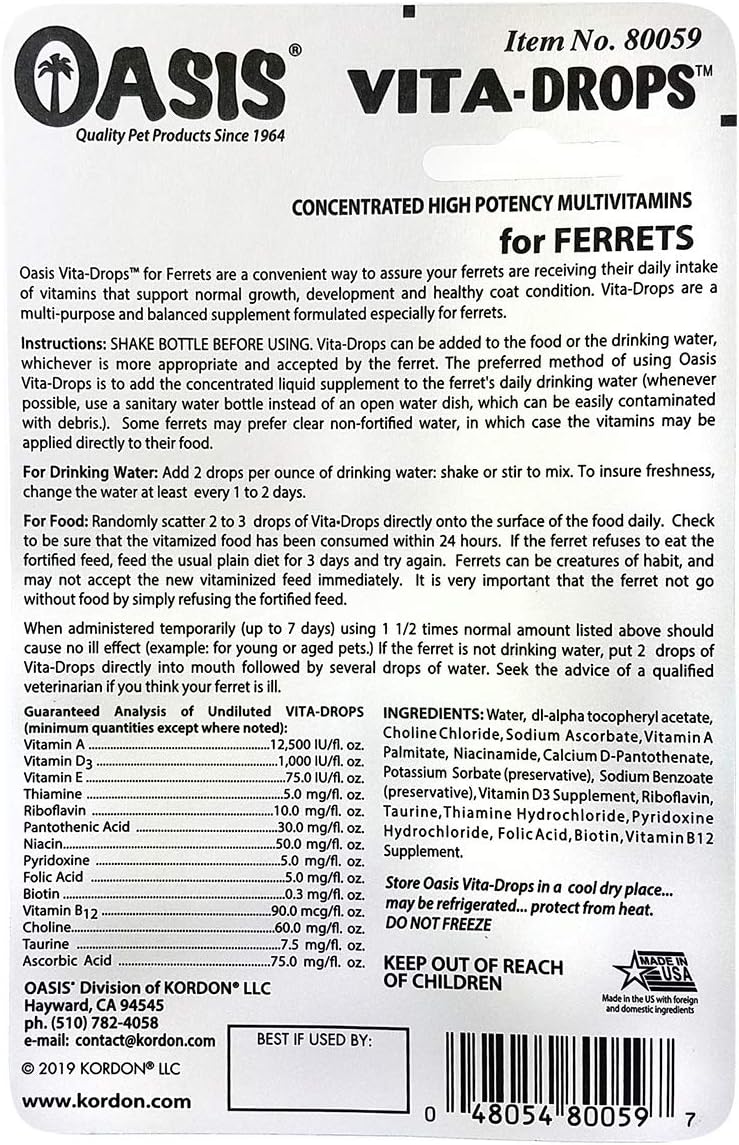 OASIS #80059 Ferret Vita-Drop Vitamins, 2 fl oz (59 ml) - görsel 2
