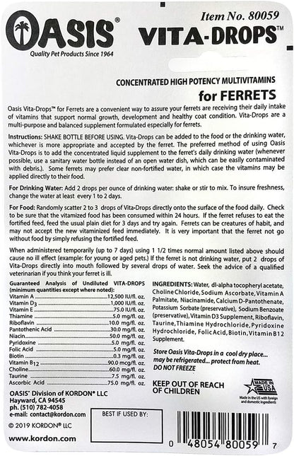 OASIS #80059 Ferret Vita-Drop Vitamins, 2 fl oz (59 ml)
