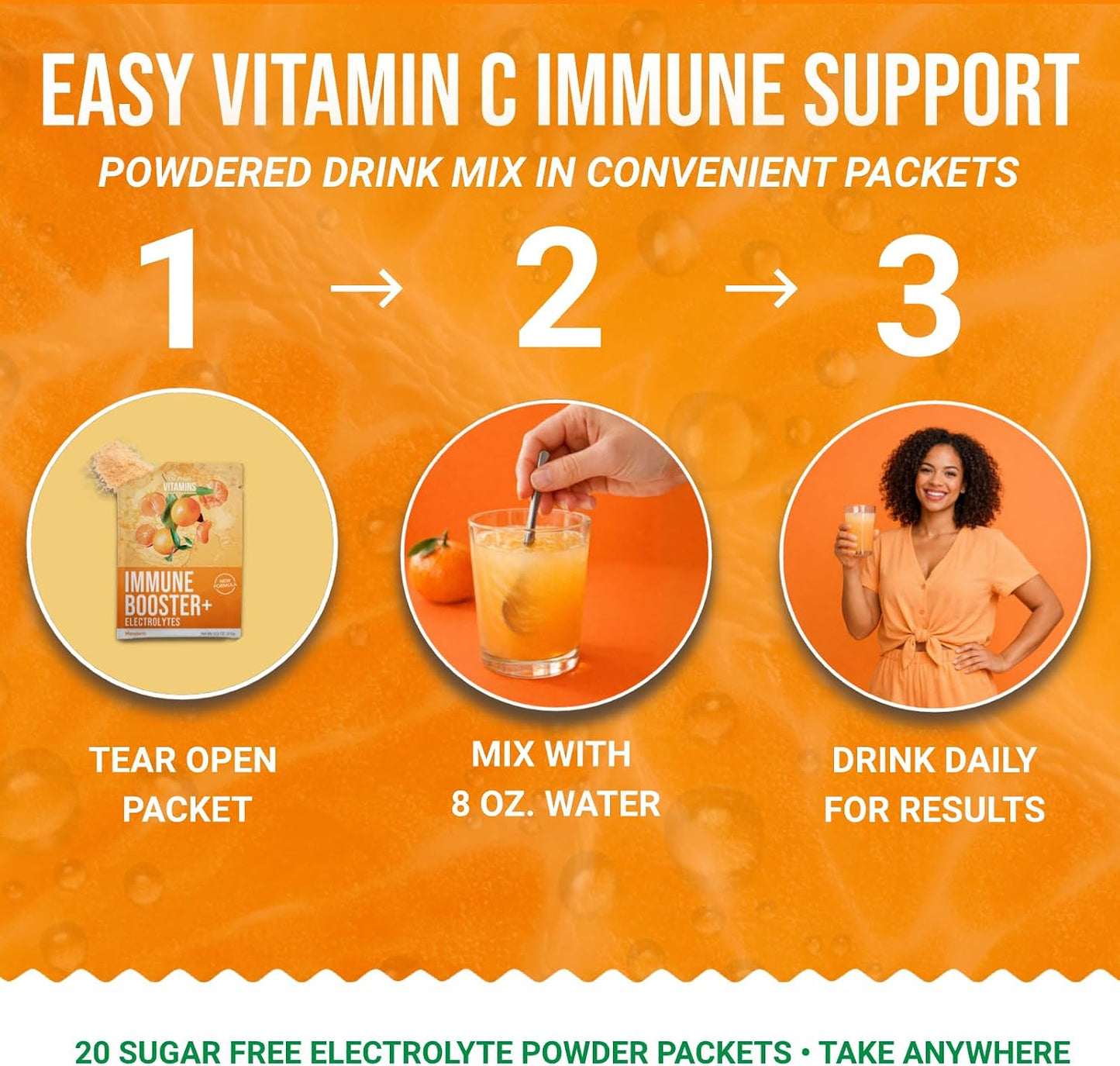 Dr. Price’s Electrolyte & Vitamin C Powder Packets – Immune Support, Mandarin, 20 Packets | 1000mg Vitamin C + Zinc, 72 Trace Minerals | Sugar-Free, Doctor-Formulated for Children & Adults, Made in USA - görsel 6