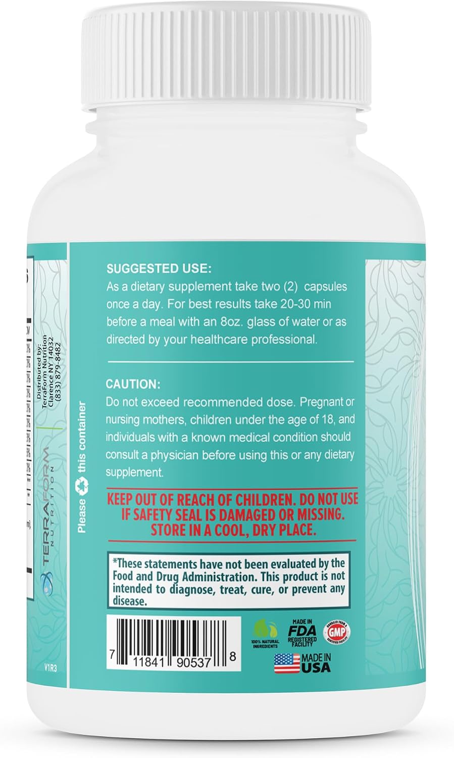 TerraForm Nutrition Stressed Out – Mental Focus & Relaxation Supplement – 60 Capsules – Made in USA - görsel 7