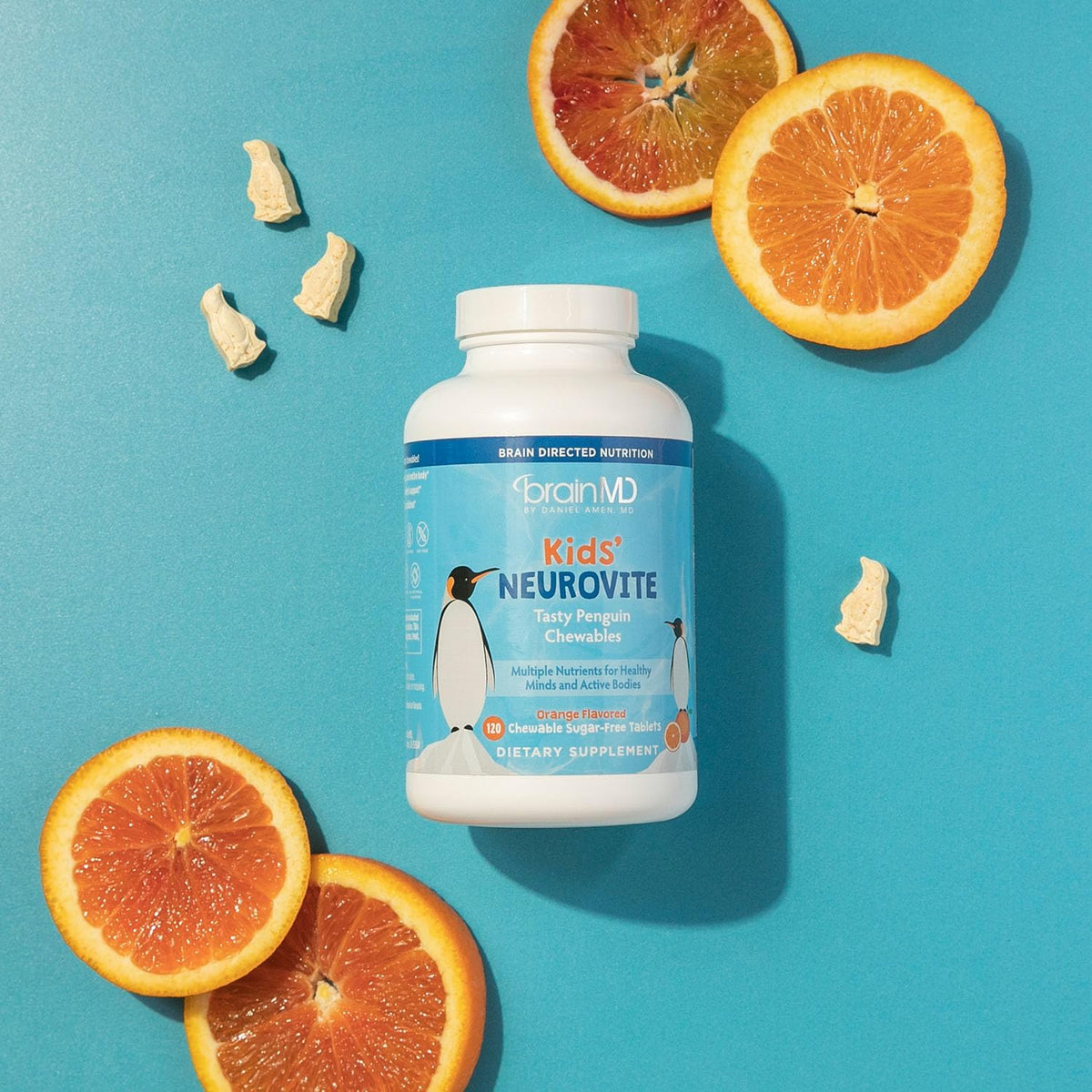 BRAINMD Dr. Amen Kids’ NeuroVite – Orange Flavour – 120 Penguin-Shaped Chewable Tablets – Multivitamin & Mineral Supplement - görsel 2