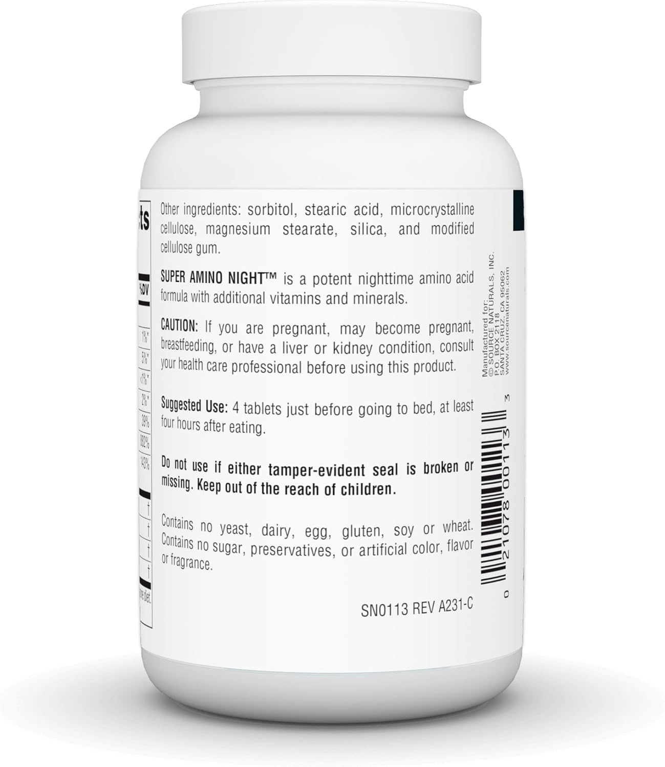 Source Naturals Super Amino Night - Advanced Amino Acid Formula - 120 Tablets - görsel 3