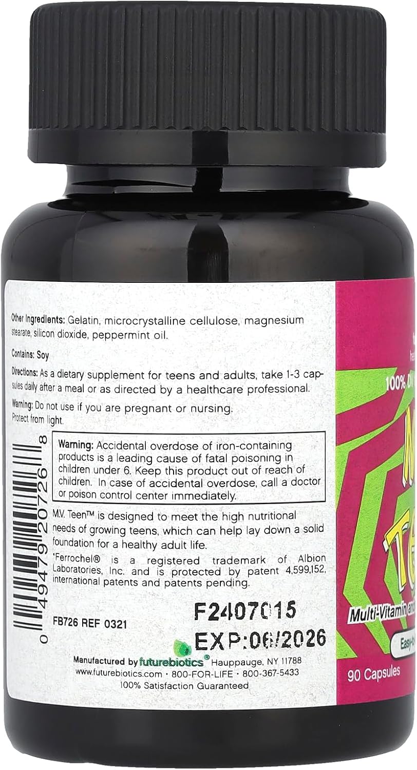 Futurebiotics M.V. Teen Multivitamin – 90 Vegetarian Capsules - görsel 3