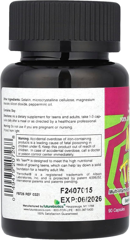 Futurebiotics M.V. Teen Multivitamin – 90 Vegetarian Capsules