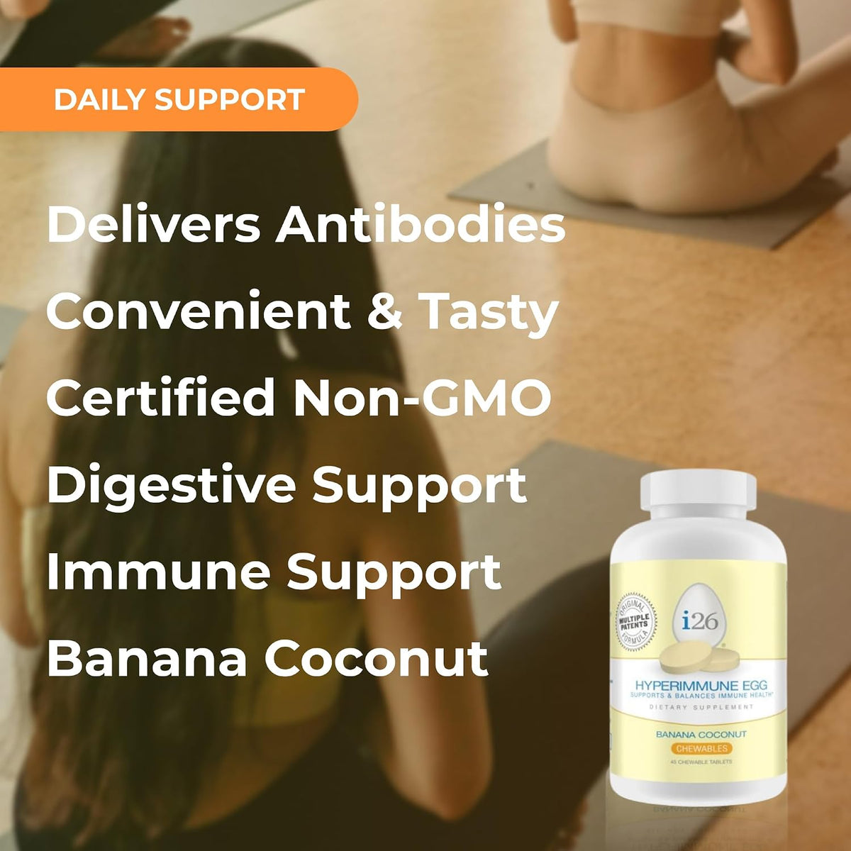 Youngevity i26 Hyperimmune Egg IgY Max Banana Coconut Chewable - 45 Chewable Tablets - görsel 4