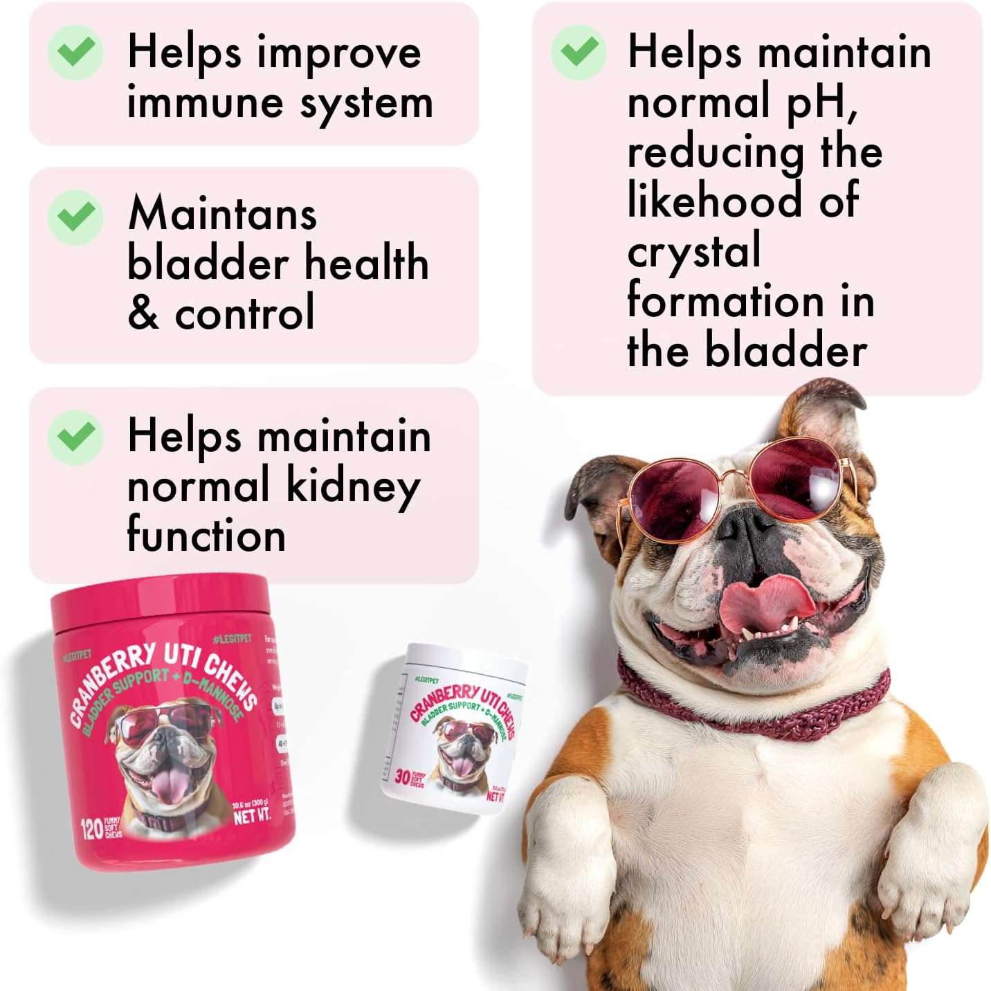LEGITPET Cranberry UTI Chews for Dogs with D-Mannose – Bladder Support, 120 Soft Chews - görsel 2