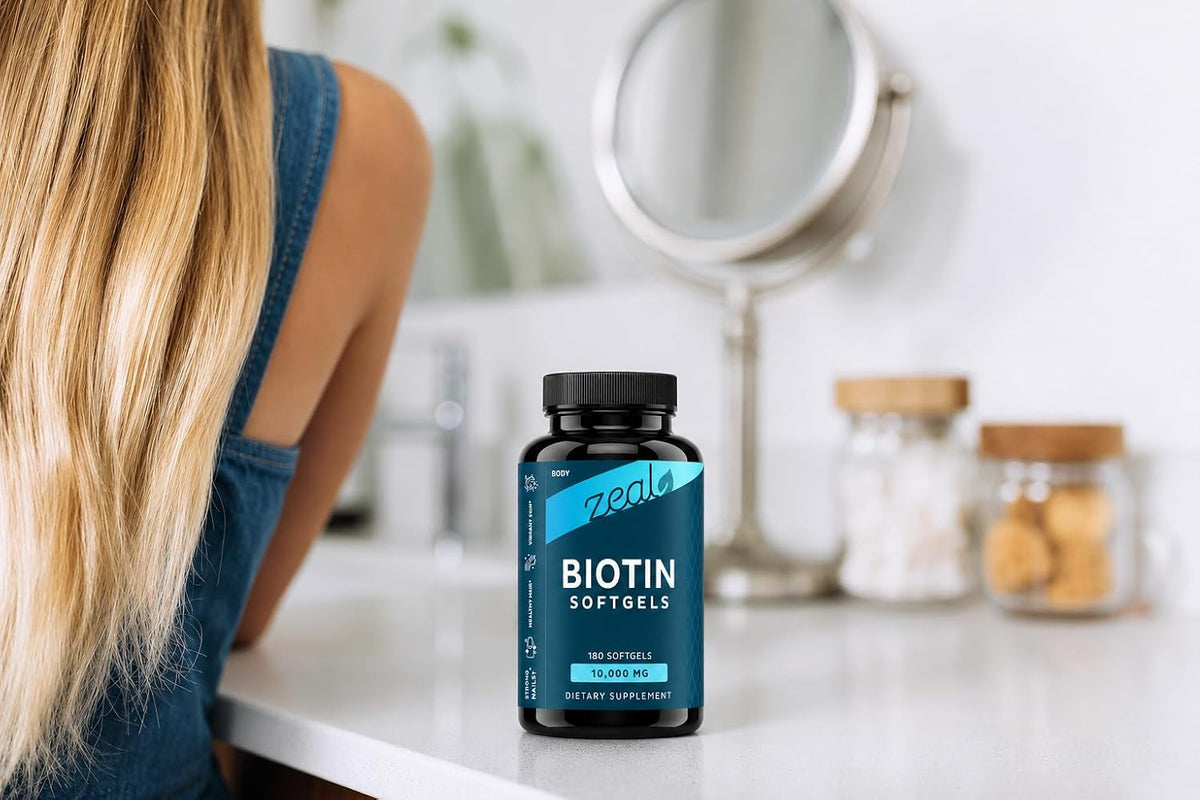 Zeal Biotin 10000mcg Oil Softgels - Hair, Skin & Nails Support - 180 Softgels - görsel 7