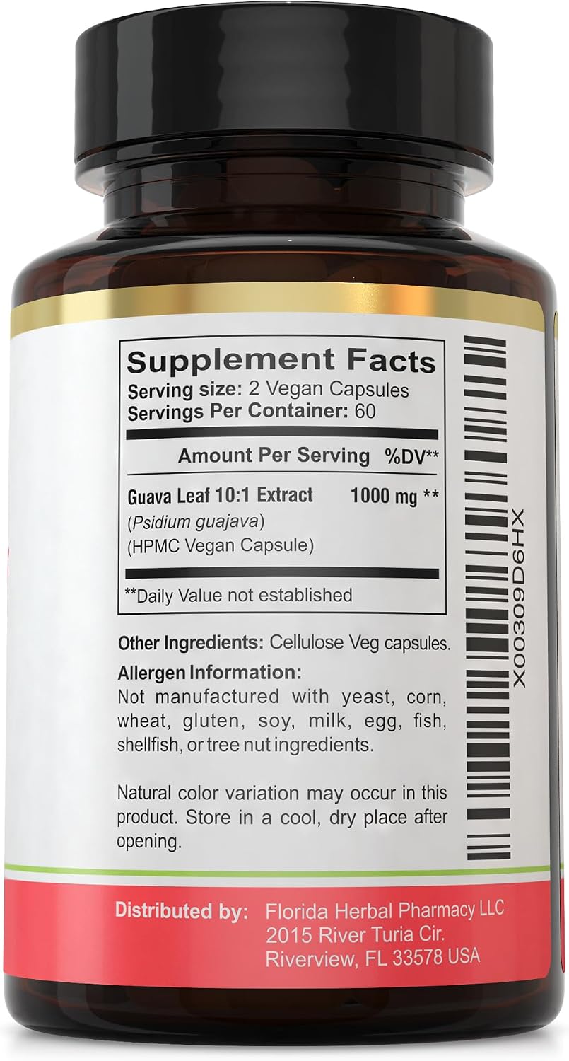Guava Leaf Extract 10:1 Concentrate Capsules (120 Capsules) - Two Months' Supply - görsel 3