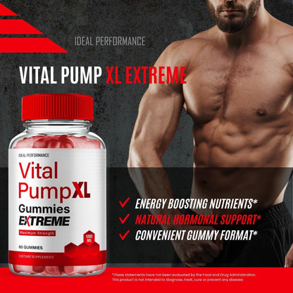 Vital PumpXL Gummies, Official Vital PumpXL Gummies for Men - Maximum Strength Performance, All Natural Support Overall Health & Wellness (3 Pack)