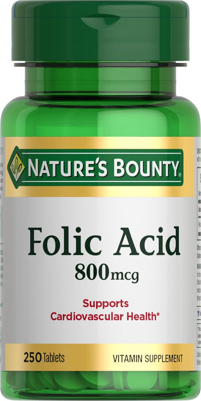 Nature's Bounty Folic Acid 800 µg, 250 Tablets (Pack of 2)