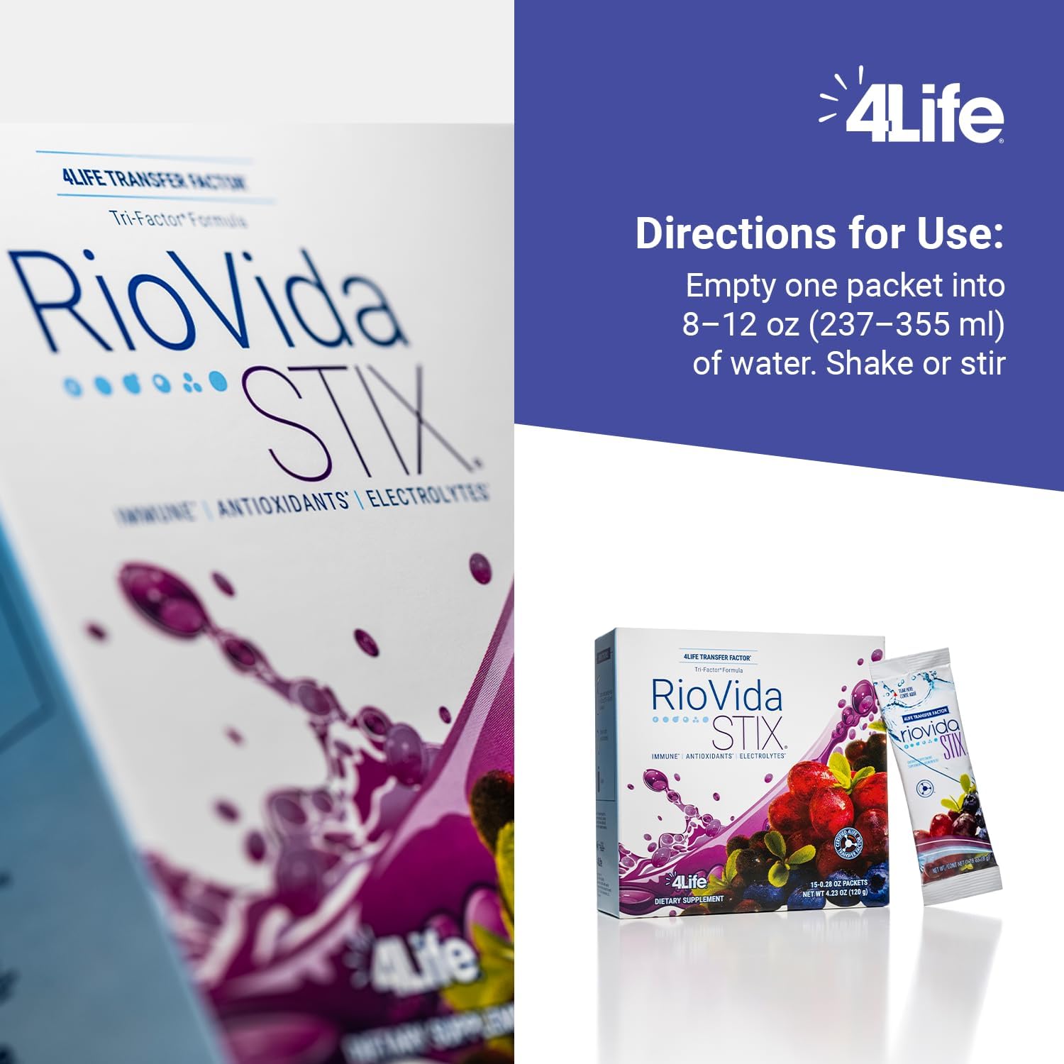 4Life RioVida Stix Superfruit Immune Support Drink Mix, 15 Packets - görsel 5