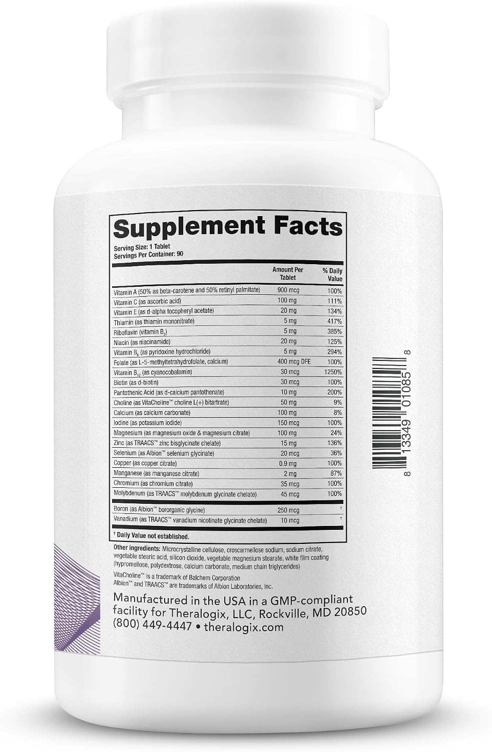 Theralogix Companion Multivitamin – Without Iron, Vitamin D or Vitamin K – NSF Certified – 90 Tablets - görsel 6